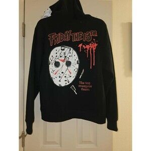 Friday The 13th Hockey Mask SZ M Day Everyone Fears Knife Hoodie Sweatshirt NWT